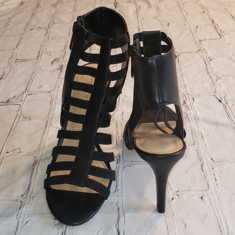 Black Saks Fifth Ave 'Deanna' Caged Sandals - 7 - Picture 12 of 16